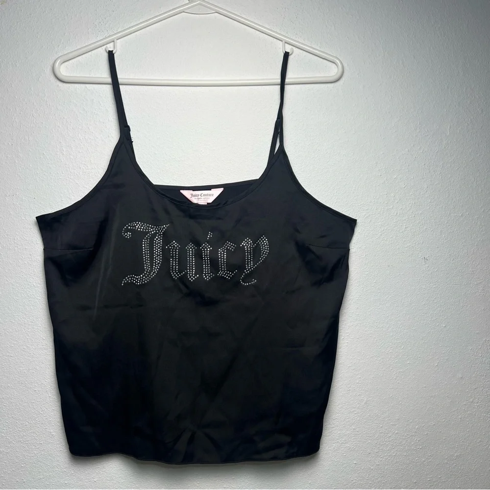 Juicy Couture Women Black Sleepwear Camisole Rhinestone 'Juicy' Logo Size Large - Picture 8 of 12